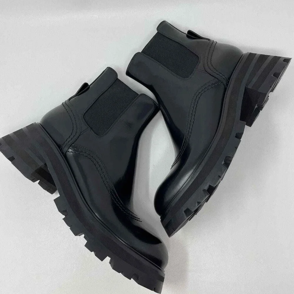 Alexander McQueen Wander Chelsea Boots Womens IT 40 US 10 Black Leather Platform - Picture 2 of 10